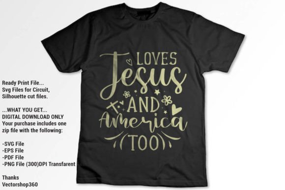 Loves Jesus and America Too Graphics & T-Shirt Designs